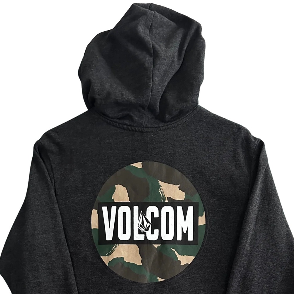 Volcom Hoodie Mens Large Charcoal Camo Circle Graphic Pullover